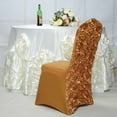 thumbnail image 3 of Balsa Circle 10 Gold Satin Raised Roses Spandex Stretchable Banquet Solid Chair Covers Slipcovers, 3 of 8