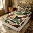 thumbnail image 3 of Erosebridal Vintage Camo Abstract Zipper Queen Comforter Set with Fitted Sheet and 2 Pillowcases for Boys Men, Forest Wildlife Duck Zipper Bedding Set, Olive, Black Reversible, 4pcs, 3 of 7