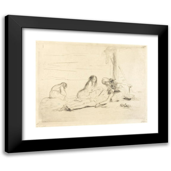 Jean-Louis Forain 14x12 Black Modern Framed Museum Art Print Titled - Pieta (First Plate) (1910)