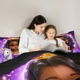 thumbnail image 5 of Castle Fairy Kids Girls Black Girl Princess 3 Pieces Queen Comforter Set,Magical Animal Unicorn Ultra Soft Bedding Sets,Bling Glitter Bedding Comforter Set Breathable,Super Cozy Room Decor, 5 of 8