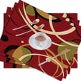 thumbnail image 5 of Placemats Set of 4 Christmas Red Geometric Circle Placemats Heat Resistant Non-Slip Dining Placemats Washable Table Mats for Home Kitchen Décor, 5 of 5
