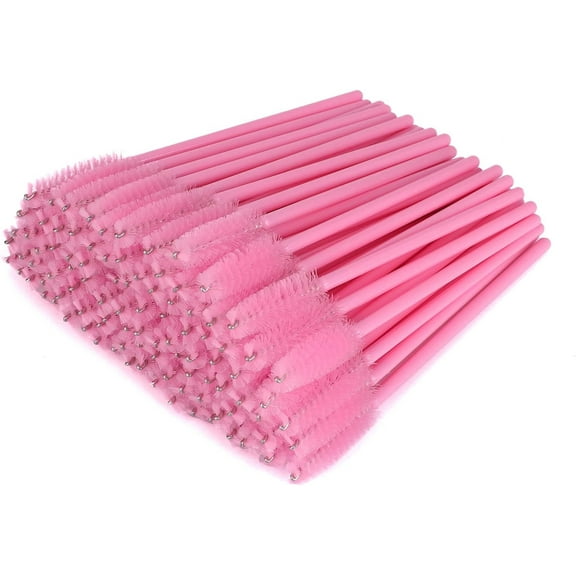100 PCS Pink Eyelash Brushes Spoolies - Eyebrow Spoolie Brushes -Disposable Mascara Wands - Eyelash Extension Brushes for Extensions