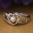 thumbnail image 6 of 14k White Gold Freshwater Cultured Pearl And Diamond Heart Ring, 6 of 8