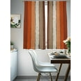 thumbnail image 5 of Burnt Orange Sheer Curtains 63 Inch Length 2 Panels Set, Semi Transparent Voile Rod Pocket Curtains for Living Dining Room Bedroom Drapes Farmhouse Wood Grain Brown Vertical Striped, 5 of 6