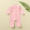 thumbnail image 4 of Efsteb Infant Toddler Baby Girls Boys Clothes Long Sleeve Romper Solid color Round Neck Jumpsuit Romper (Pink,6-9 Months), 4 of 7