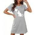 thumbnail image 1 of Camisón corto de mujer, vestido de largo medio con estampado de moda, camisón corto extragrande de mujer, camisón de manga corta con estampado de pecho a la moda, camisón de mujer, 1 of 6