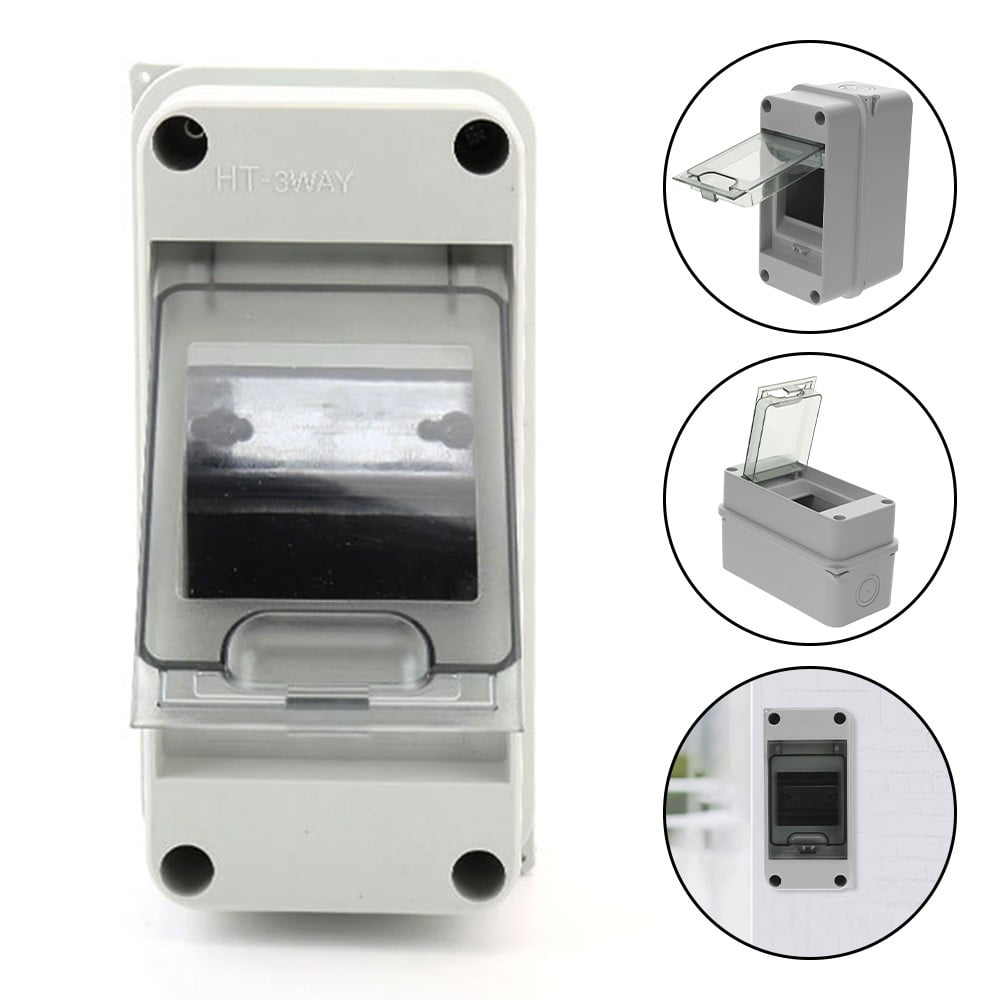2Pcs 3-Way Power Distribution Box Ip65 Rail Enclosure Wall Mounted Junction Box