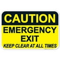 thumbnail image 1 of Caution Emergency Exit Keep Clear Sign, 12x18 Aluminum, 1 of 1