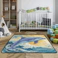 thumbnail image 3 of WOBOGO Blue Dolphin Baby Playmats Extra Large Waterproof Rollable Activity Pads for Toddlers 50×50inch, 3 of 7