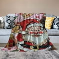 thumbnail image 2 of PRATYUS Christmas Throw Blanket Cartoon Santa Claus Blanket for Bed Sofa Couch Kids Kawaii Xmas Theme Blanket Pink New Year Breathable Fuzzy Blanket Room Decor 60x80in, 2 of 6