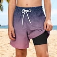 thumbnail image 2 of Zpanxa Boys Polyester Shorts Print Pattern with Double Layer Pockets Elastic Waistband Beach Sports Shorts 13 Years, 2 of 7