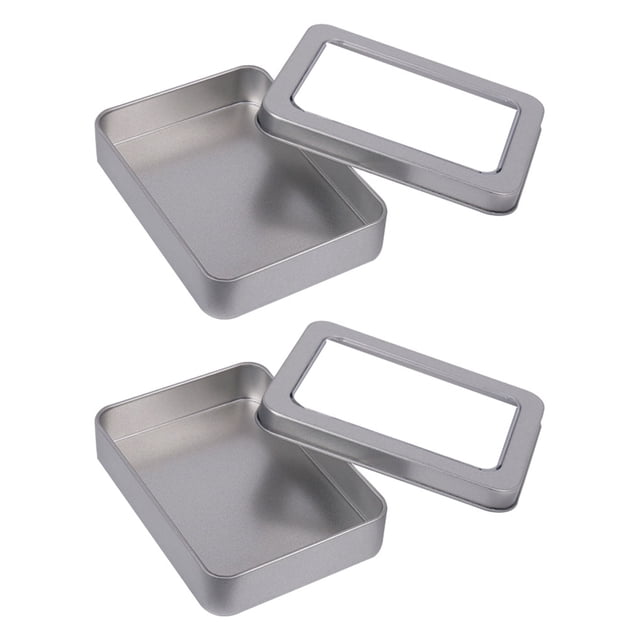 Toystoory Contenedor de almacenamiento de caja de lata de Metal, solución de almacenamiento duradera y portátil, multifuncional, 2 uds. Almacenamiento y organización del hogar Ventana completa
