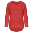 thumbnail image 4 of Blmnix Going Out Tops for Woman Red Sweater Long Sleeve Crew Neck Tunic Solid Pullover Juniors Tops Fashion, 4 of 6