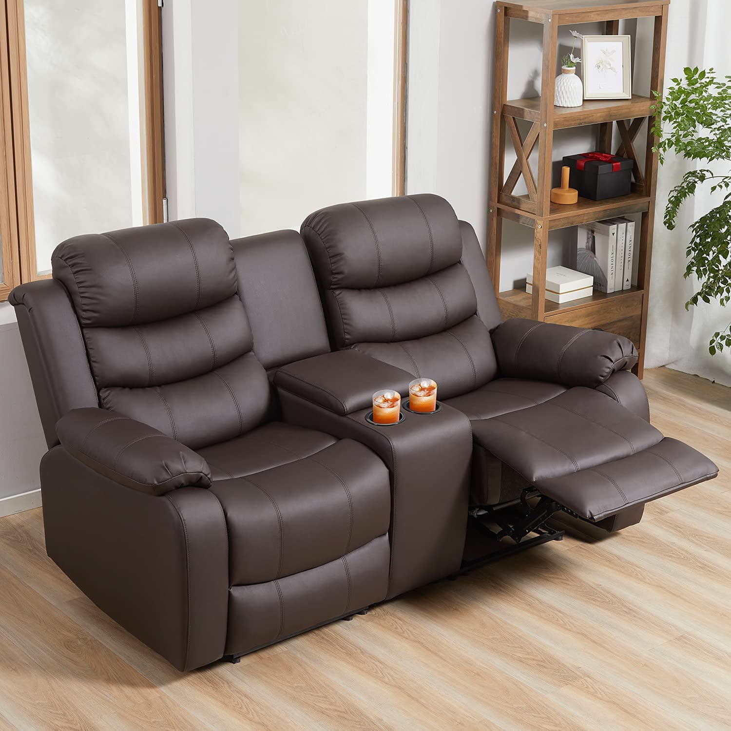 Buy Reclining Console Loveseat, Upholstered Sofa Recliner Chair
