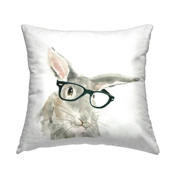 Stupell Industries Adorable Rabbit Black Frame Glasses Hipster Bunny Farmhouse Grey,18 x 7 x 18 Decorative Pillows