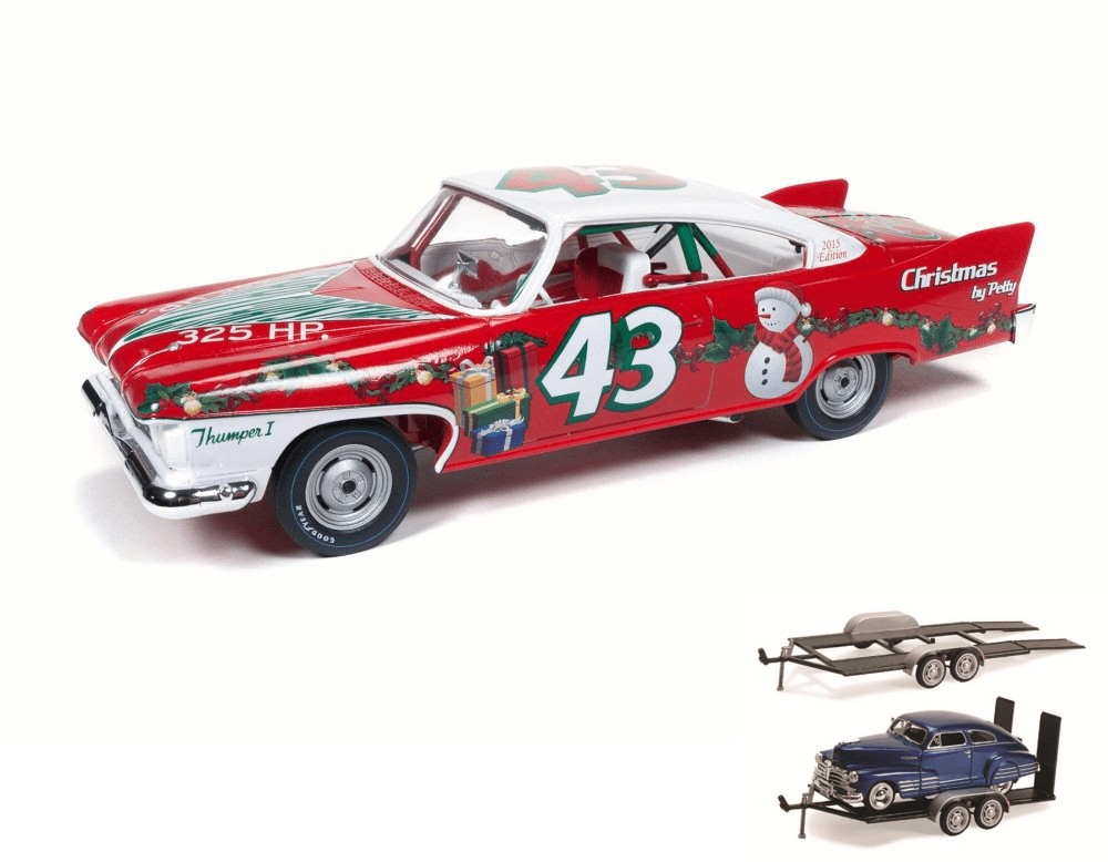 Diecast Car & Trailer Package - 1960 Richard Petty #43 Plymouth Fury Christmas Edition, AW24003