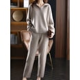 thumbnail image 2 of Conjunto de 2 piezas de punto suelto para mujer, suéter coreano con cuello tipo Polo, jersey de cintura alta hasta el tobillo, Malhas, pantalones Harem, 2 of 5
