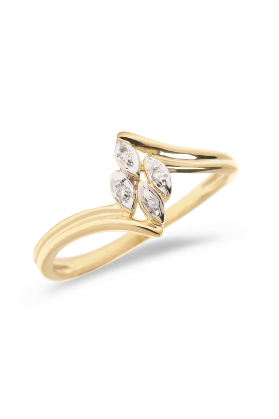 10K Yellow Gold Diamond Leaf Ring