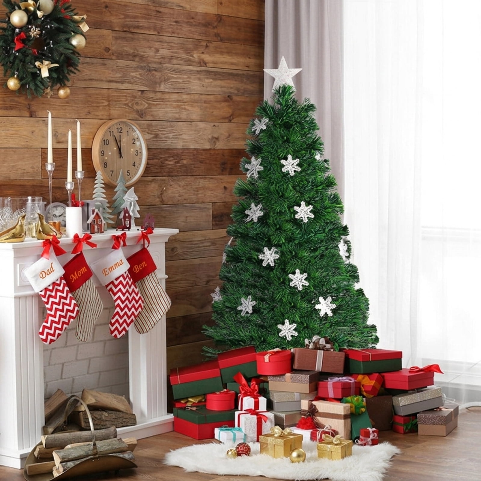 RUIE, 4 ft, Pre-Lit Artificial Christmas Tree, Small Pre-Lit Tree, 170 Branch Tips, Green, Hinged Branches for Christmas Party Living Room Decor