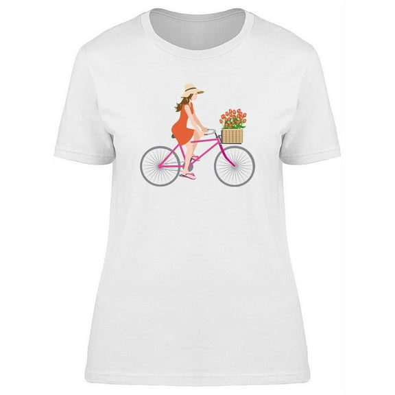 Girl Riding Bicyicle T-Shirt Women -Image by Shutterstock, Female Medium