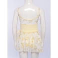 thumbnail image 4 of Haitryli Kids Girls Adjustable Strap Floral Printed Gymnastics Leotard Ballet Dance Unitard Biketard with Mesh Skirt Set Yellow Leotard&Skirt 9-10, 4 of 7