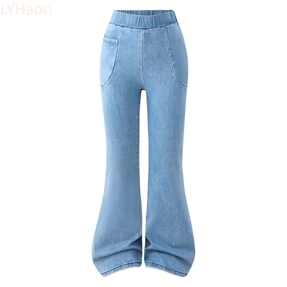 LYHaoo High Waisted Stretch Flare Denim Pants For Teen Girls Fashionable And Comfortable Trousers With Bootcut Design For Autumn Winter Casual Wear Jeans Trendy Streetwear,Sizes 8-9 Years