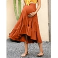thumbnail image 3 of Maternity Dress Women's High Waist Floral Print Pleated Maxi Skirt Casual Flowy Swing A Line Long Skirts, 3 of 7