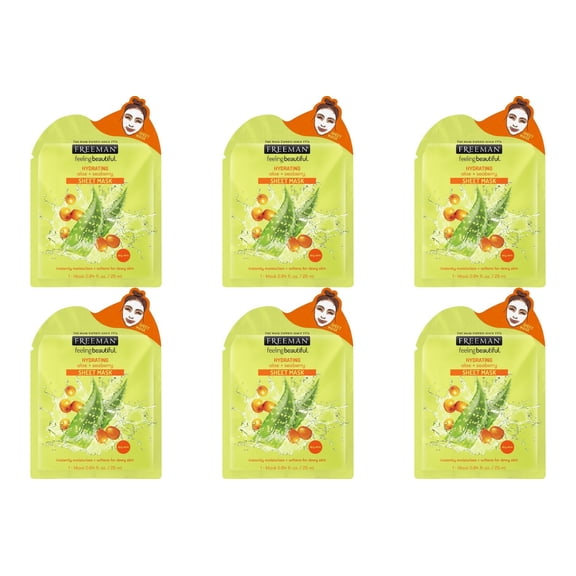 Freeman Face Masks Hydrating Aloe & Seaberry Freeman Beauty 6 Sheet