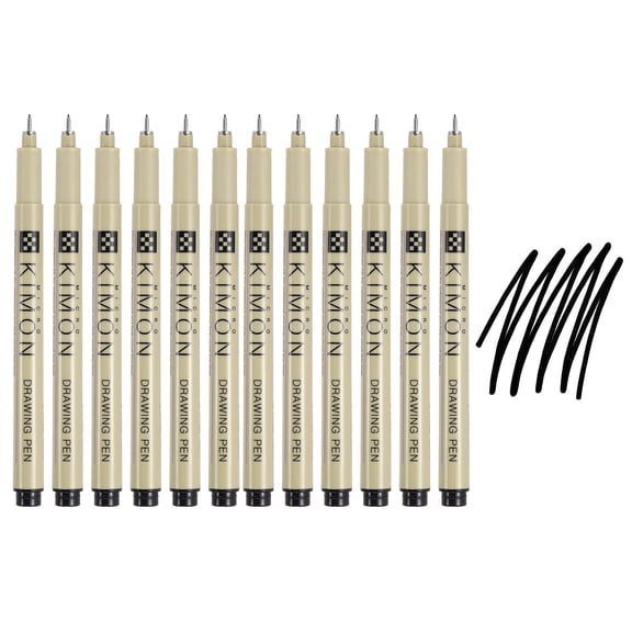 Fineliner Pens, 0.3mm Fine Points Drawing Pen for Sketching, Pack of 12
