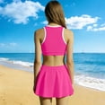 thumbnail image 4 of Cowsor 7-13 Years Girls Three Piece Skirted Tankini Swimsuit Set Modest Full Coverage Swimwear Cute Stylish Bathing Suit for Summer Beach Pool Vacation, 4 of 7