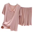 thumbnail image 3 of yunLCZ Nightgowns for Women Women's Pajama Sets 2 Piece Sleepwear Tops And Sleep Shorts Set Soft Set With Pockets Summer Nightshirt, 3 of 3
