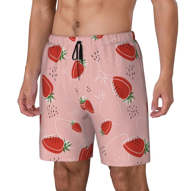Fotbe Cute Strawberry C Traje de Baño para Hombre – Shorts de Natación de Secado Rápido con Forro y Bolsillos-3X-Large