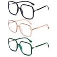 thumbnail image 3 of REAVEE 3 Pack Oversized Non-Prescription Glasses for Women Large Super Light Frame Black Brown Green, 3 of 5