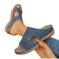 thumbnail image 4 of Women's SlippersSummer Wedge Open Toe Slip-On Peep Toe Sandals Shoes for Women Beach Fashion Navy 7.5, 4 of 4