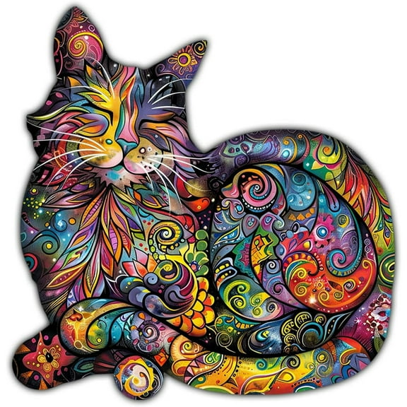 Cat Funky Colors Glow Vinyl Bumper Decal Sticker, Cats Bumper Stickers, Color Cats Decal - Stickers for Laptop Water Bottle Phone Car Window Helmet 3" (DR Cat 2) (3x3inch)