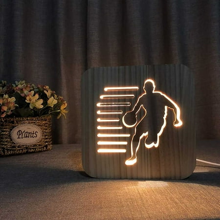 

TUOBARR Summer Savings Led Wooden Night Lamp For Bedroom Desk Lamp With 3D Luminous Shade And USB
