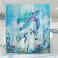 thumbnail image 2 of Beach Sea Turtle Shower Curtain, Blue Coastal Ocean Beachy Tropical Fish Fabric Shower Curtains Set for Kids Bathroom Decorative with Hooks 72 X 72 inch Nautical Aqua Bath Decor, 2 of 6