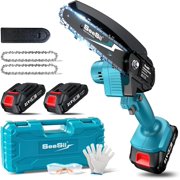 Mini Chainsaw Cordless 6-inch, Handheld Electric Power Chain Saw with 2 Batteries, for Tree Trimming Wood Cutting, Best Gifts for Dad, Husband