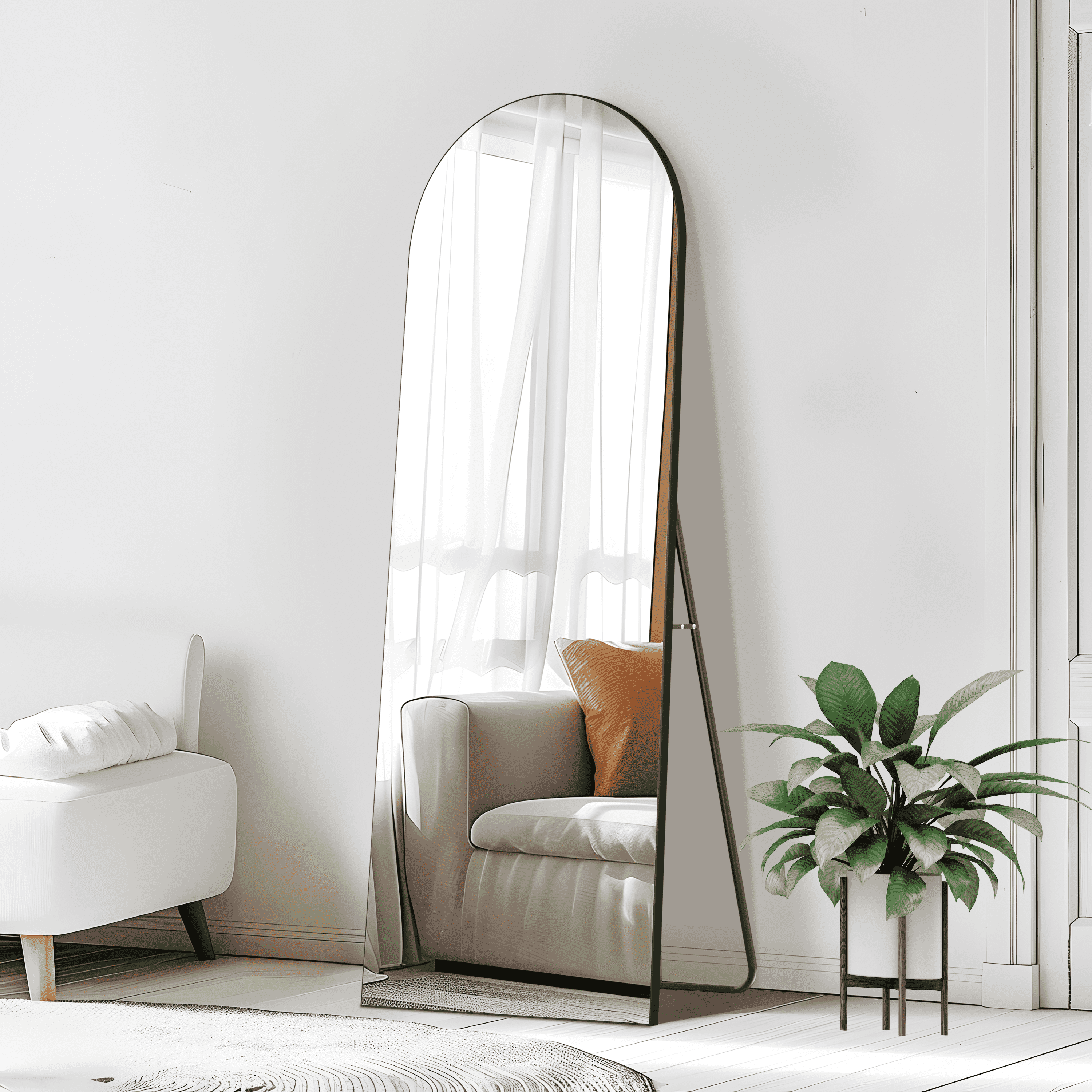 MAYEERTY 67"x 23" Solid Wood Arch Wall Mirror Full Length Mirror for Bedroom Living room