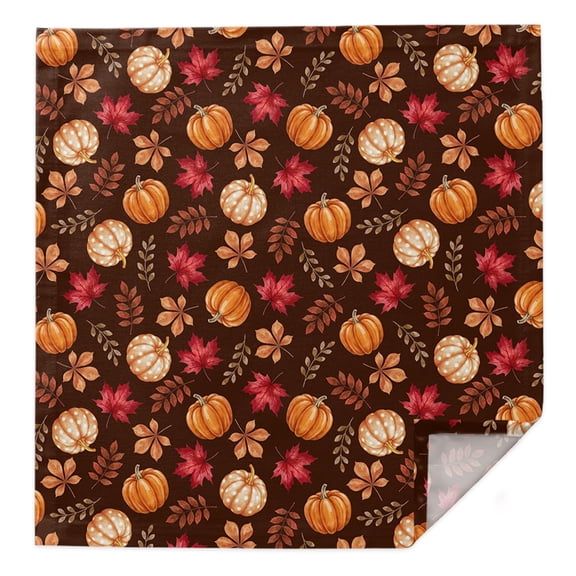 Thanksgiving Fall Cloth Napkins Set of 1 Rustic Farmhouse Orange Pumpkin Maple Leaf Soft Washable Square Dinner Napkins for Party Wedding Restaurant Hotel Cocktail 20x20 Inch