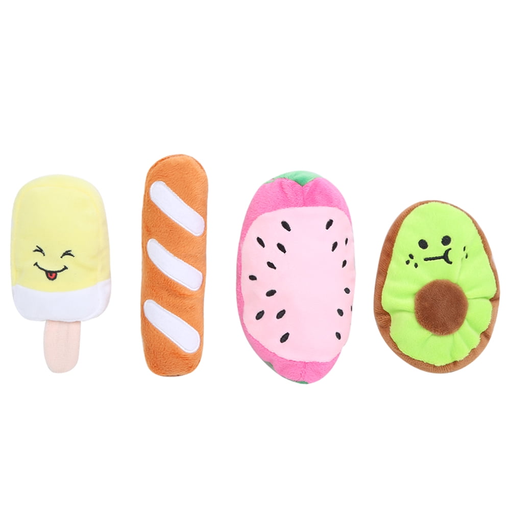 YAHHU 8 Pcs Pet Dog Puppy Chew Plush Sound Fruit Series Toys Interactive Training Toys Set, Multicolor, For Gentle Chewers, 11.02 inches / 28.00 cm Long, Squeaky Dog Toys for All Sizes