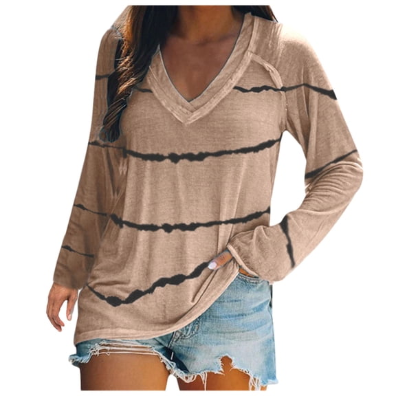 Vedolay Womens Shirts Trendy Knit Blouse Tops Casual Loose T Shirts Khaki,4XL