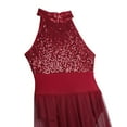 thumbnail image 6 of JanJean Women's Adult Sequined Mesh Maxi Dress Ballet Dance Sleeveless Split Skirt Dancewear Burgundy XL, 6 of 7