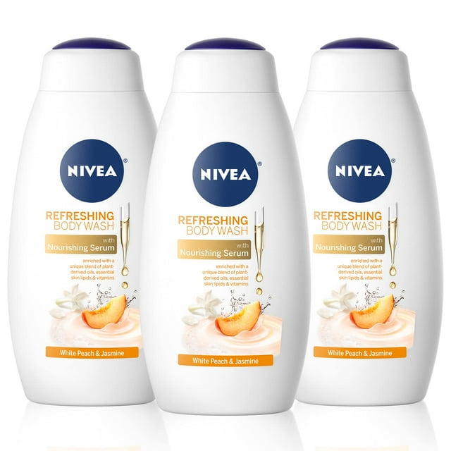 Gel de baño Nivea White Peach and Jasmine 600 ml (paquete de 3)