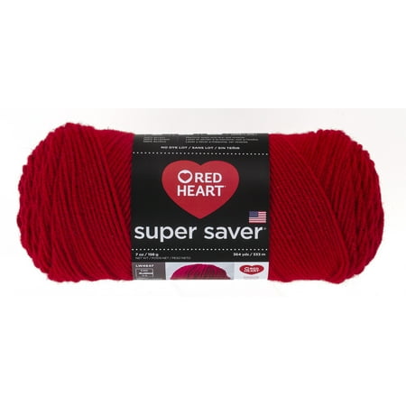 Red Heart Super Saver Acrylic Economy Cherry Red Yarn, 1 (Best Yarn For Crochet Washcloth)