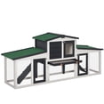 thumbnail image 1 of PawHut Rabbit Hutch Outdoor with Double Runs, Tray, Wood Bunny Cage, Gray, 1 of 10