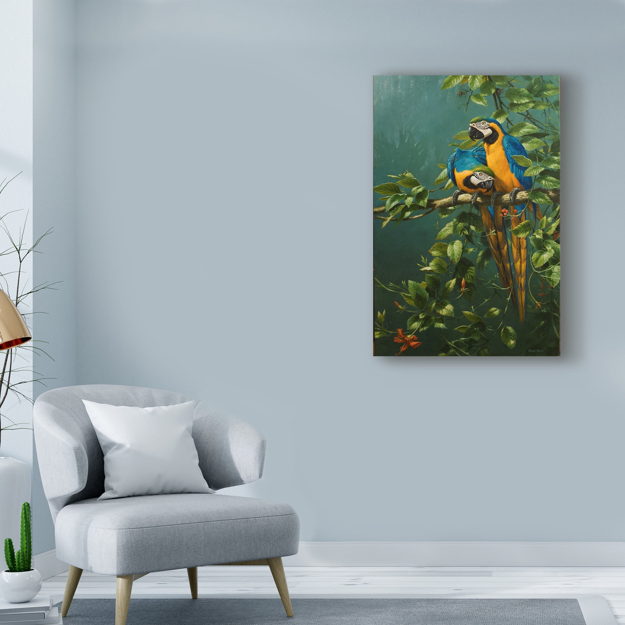 Trademark Fine Art 'Parrots, Love Is' Canvas Art by Michael Jackson