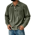 thumbnail image 2 of LTTVQM Mens Long Sleeve Shirts, Men's Retro Distressed Lapel Stand Collar Pocket Casual Long-Sleeved Shirt Army Green L, 2 of 4