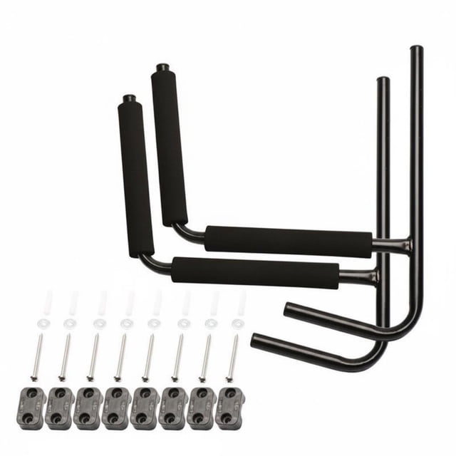 predolo Kayak Wall Rack Iron Kayak Storage Rack Black Coated Surfboard Wall Hanger for Garage, Boat Shed, Blk Iron Wall Shelf