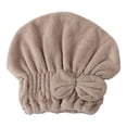 thumbnail image 2 of 1 Pack Microfiber Hair Towel Drying Cap, Super Absorbent Fast Drying Hair Turban with Bow for Women, Khaki, 2 of 9